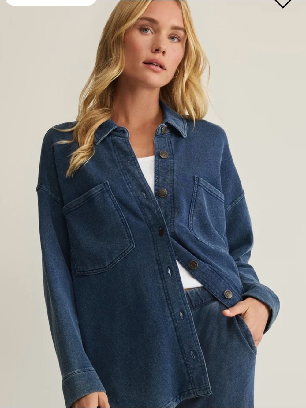 Z Supply ALL DAY KNIT DENIM JACKET in Indigo
